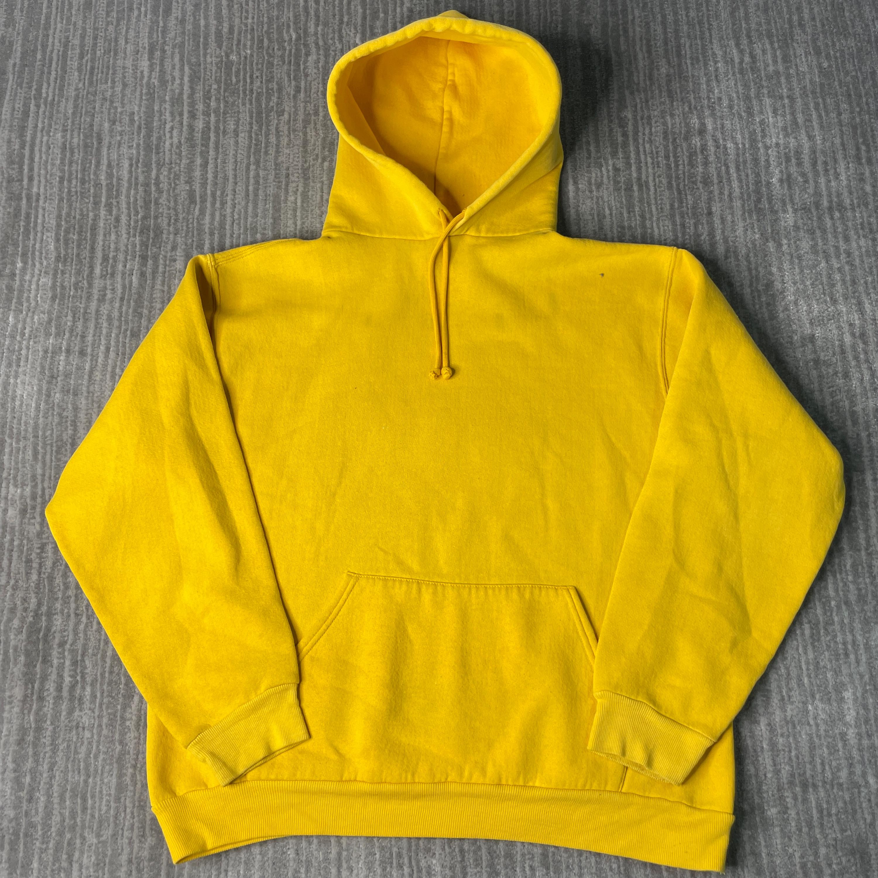 Vintage 1990s Russell Athletic Hoodie – L – Bright Yellow Blank