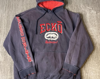 Sudadera con capucha vintage Ecko Unltd de los años 2000 – XXL – Sudadera tipo jersey con logo bordado, estilo urbano Y2K, gráfico de rinoceronte
