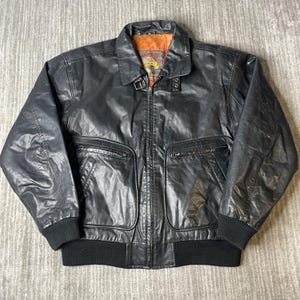 90s Leather Bomber - Etsy