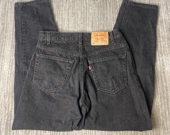 Jeans Levi’s 560 Loose Fit estilo vintage de los años 90 – Talla W33 L32 – Denim negro de pierna cónica – Hecho en EE. UU. – Ropa urbana clásica