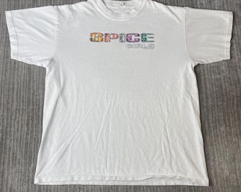 Camiseta vintage de las Spice Girls de los 2000 – Talla L – Camiseta con logo floral de la banda de música pop, con estampado Girl Power, estilo Y2K, para conciertos.