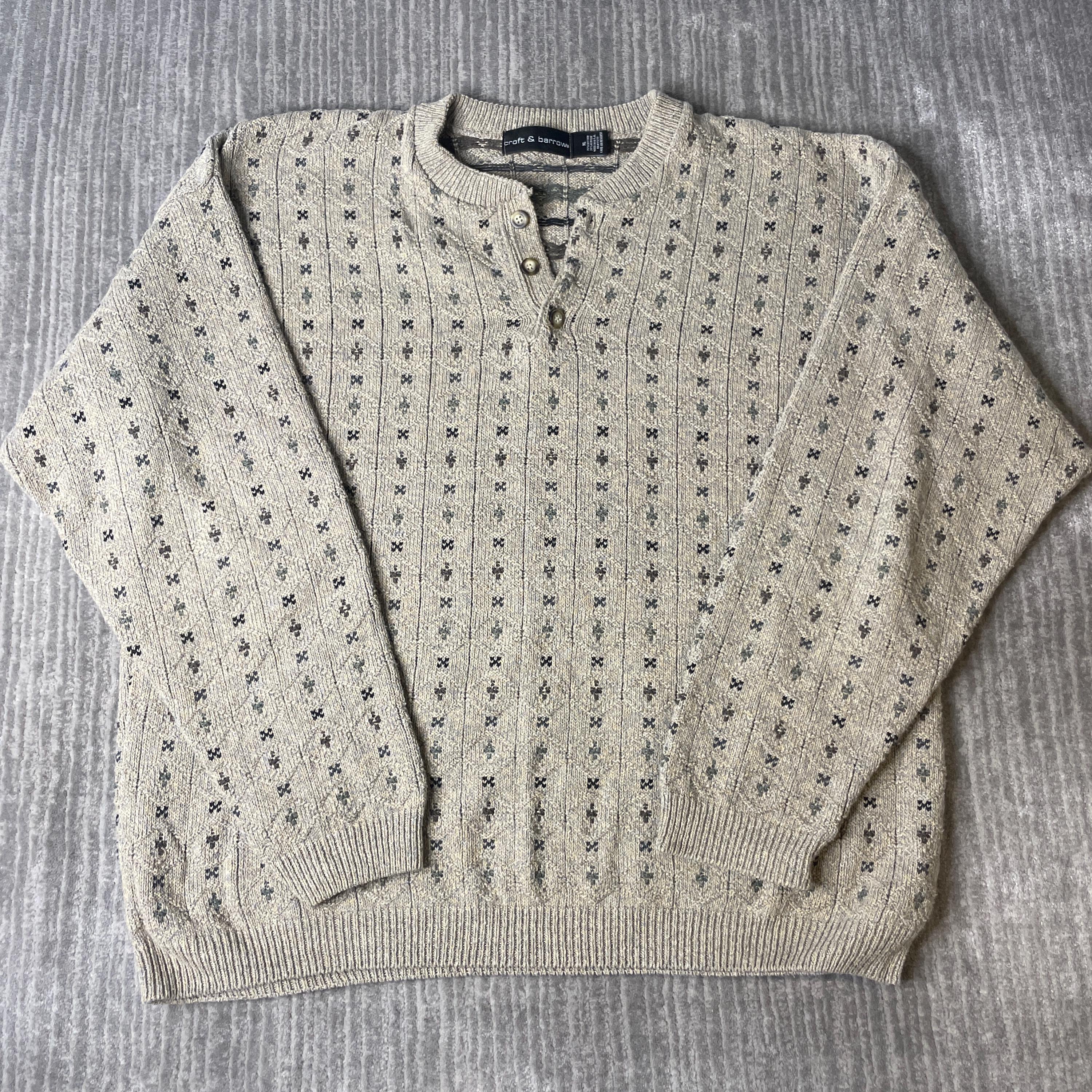 トップス 90s croft&barrow cotton knit sweater L Vintage 1990s Croft & Barrow Sweater – XL – Gray Pattern Cotton