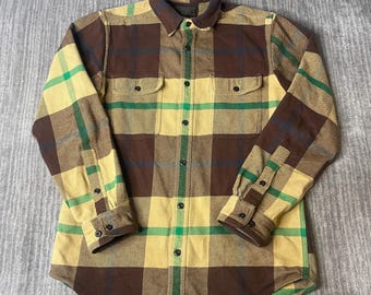 Vintage 2000s Filson Flannel Shirt – M – Brown Tan Plaid Workwear Button Up – Rugged Outdoor Heritage Shirt