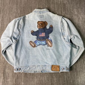 USA 90s Polo Ralph ポロベア デニム Gジャン vintage Vintage Polo Ralph Lauren Denim Jacket – Polo Bear Paint Back