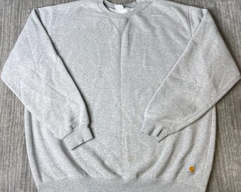 Vintage 2000s Carhartt Crewneck Sweatshirt – XL – Gray Workwear Pullover – Minimalist Heavyweight Work Jacket