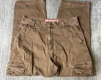 Vintage 1990s Mossimo Cargo Pants – 34x30 – Brown Utility Carpenter Skater Pants – Baggy Streetwear Workwear