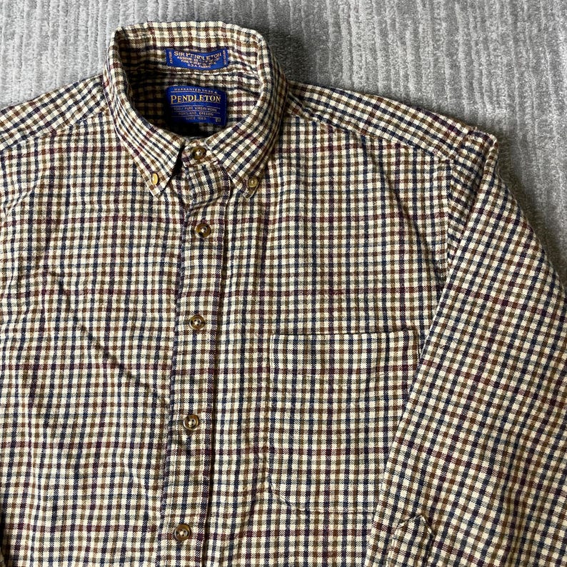 Vintage 2000s Pendleton Wool Shirt – S – Sir Pendleton Check Button Up – Pure Virgin Wool Oregon Plaid bild 2