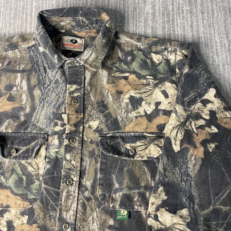 Vintage 2000s Mossy Oak Camo Shirt – L – Realtree Hunting Button Up – Outdoor Workwear – Rugged Utility Field Shirt image 2