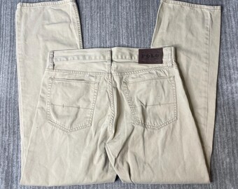 Vintage 2000s Polo Ralph Lauren Pants – 32x30 – Beige Straight Leg Cotton Chino Casual Preppy Trousers