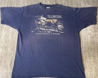 Vintage 1990s Prairie Mountain Graphic T Shirt – XXL – Yellowstone National Park Bear Wildlife Tourist Tee