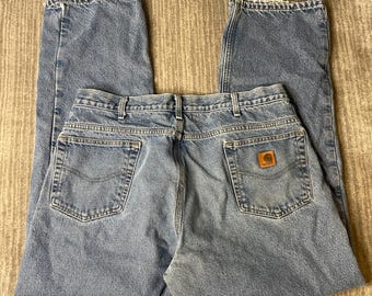 2010s Carhartt B17 DST Jeans – 38x32 – Relaxed Fit Light Wash Denim – Straight Leg Workwear Jeans – Faded Blue