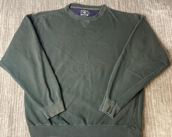 Vintage 1990s Chaps Ralph Lauren Sweatshirt – L – Forest Green Embroidered Logo Crewneck Preppy Pullover