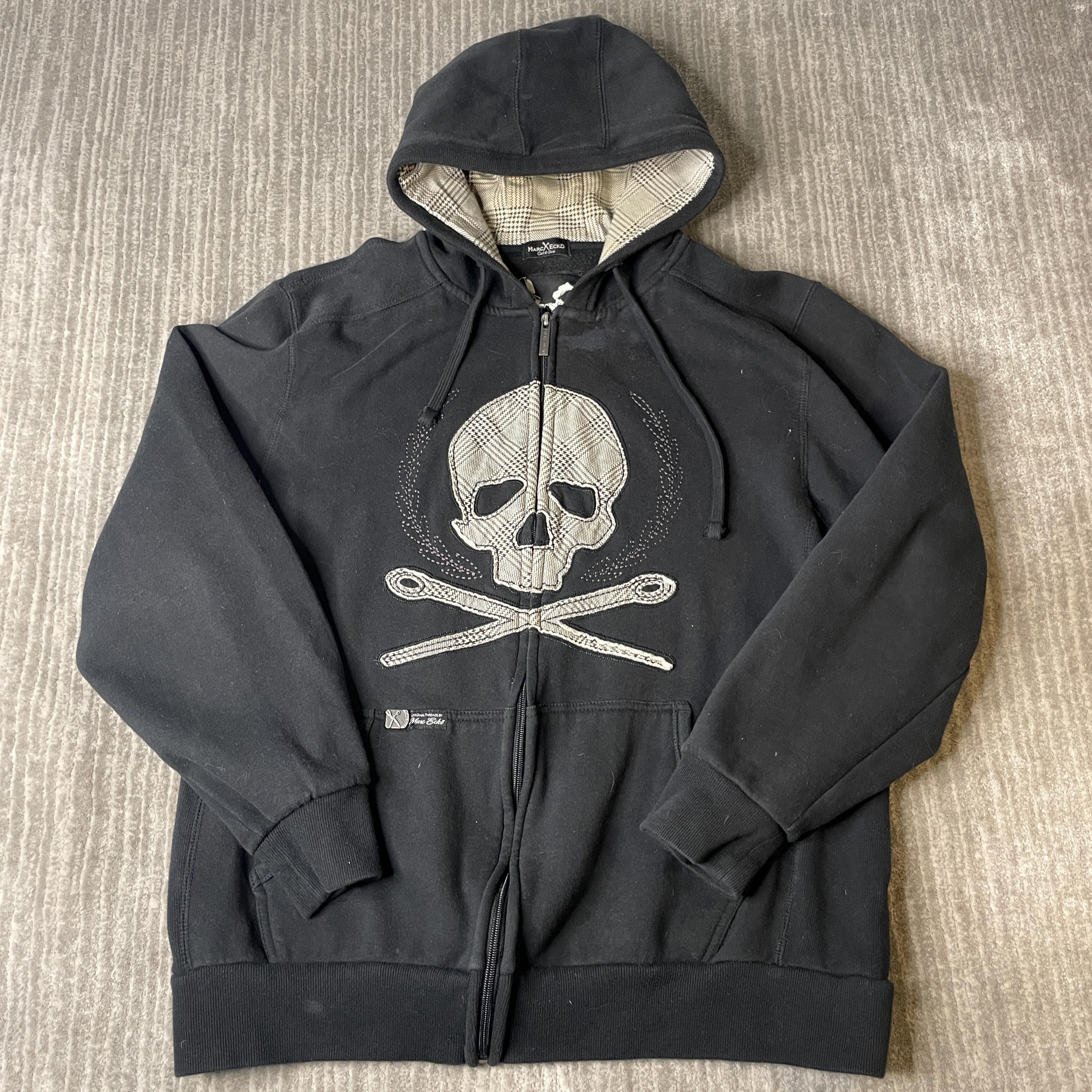 Vintage 2000s Marc Ecko Skull Zip Hoodie – XL – Y2K Gothic