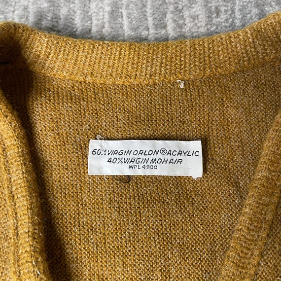 Vintage 1960s Mohair Cardigan – Size M – Mustard Gold… - Gem