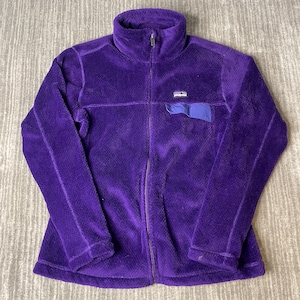 Vintage Patagonia fleecejacka från 2000-talet – Dam L – Lila heldragkedja för utomhusbruk i synchilla-stil