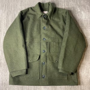 Vintage 1970s Filson Garment Wool mackinaw Cruiser Jacket – 2XL – Olive Green Virgin Wool Field Coat – C.C. Filson Workwear bild 1