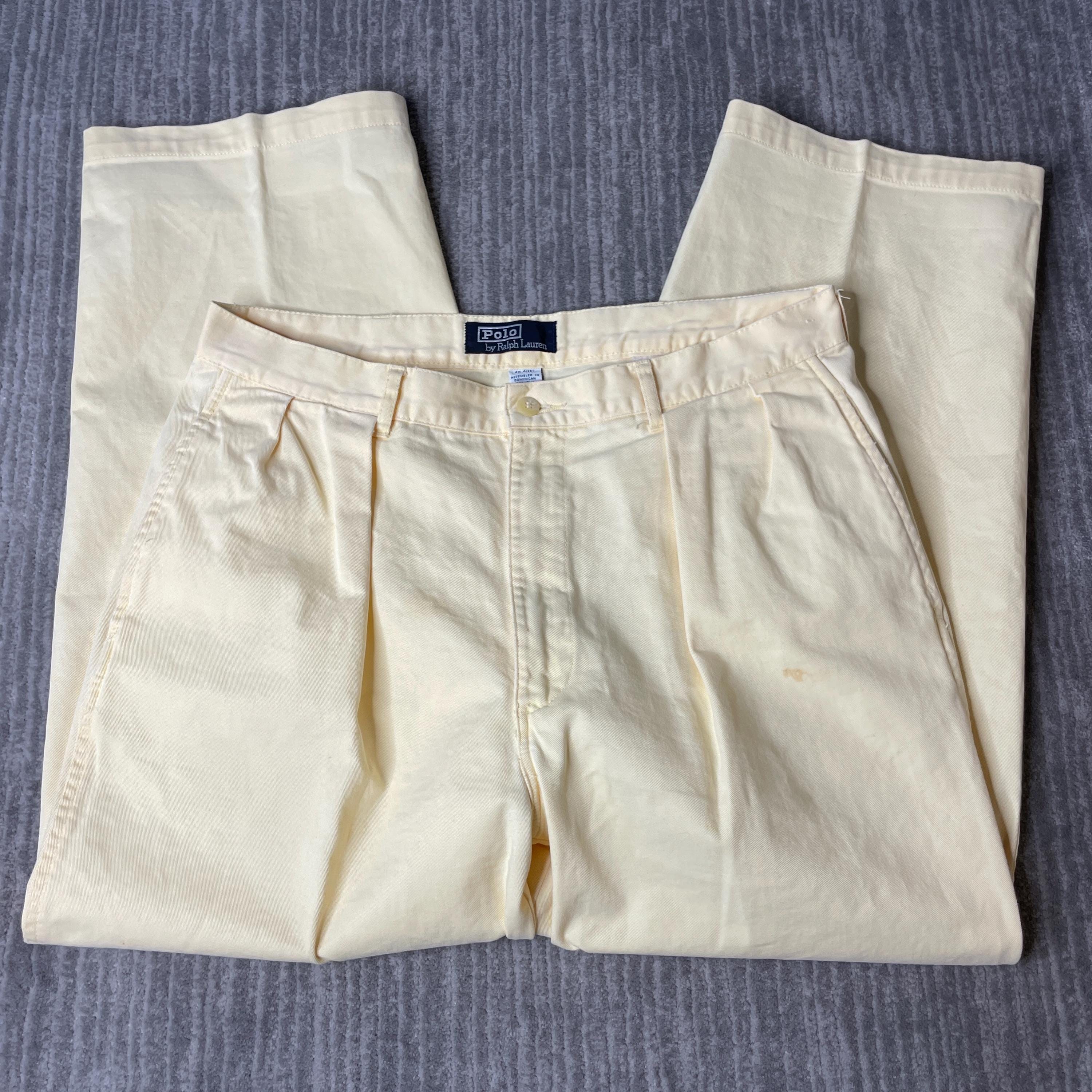 Vintage 1990s Polo Ralph Lauren Pants – 32x30 – Yellow Pleated