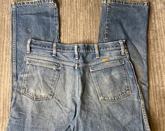Vintage 1990s Rustler Jeans – 36x30 – Light Wash Made in USA Denim Pants – Regular Fit Western Workwear