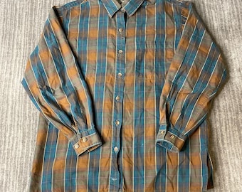 Vintage 1990s L.L. Bean Plaid Button Up Shirt – M – Earth Tone Flannel Style Outdoor Shirt – Classic Heritage Wear