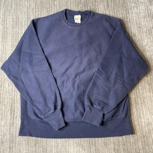 Vintage 1990s Lee Cross Grain Sweatshirt – Approx XL – Navy Blue Blank Crewneck – Heavyweight Reverse Weave Style – Minimalist USA