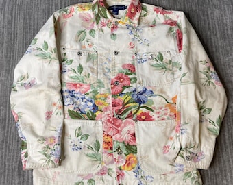 Chaqueta vaquera vintage Polo Ralph Lauren – Lavado claro – Cuello de pana – Estilo ropa de trabajo – Talla L