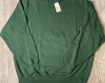 Vintage 1990s Polo Ralph Lauren Sweatshirt – L – NWT Forest Green Crewneck – Small Pony Logo – Classic Preppy Fleece Pullover