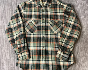 Vintage 1990s JCPenney Flannel Shirt – S – Plaid Button Up Grunge Outdoor Lumberjack Workwear