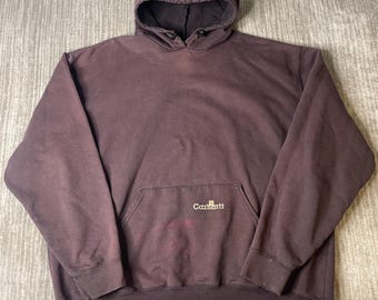 Sudadera con capucha Carhartt vintage de los años 2000 – XL – Sudadera de trabajo marrón tipo jersey, chaqueta de trabajo gruesa con aspecto desgastado