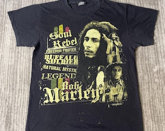 Vintage 2000s Bob Marley T Shirt – S – Soul Rebel Freedom Fighter Reggae Graphic Band Tee Rasta Music Shirt