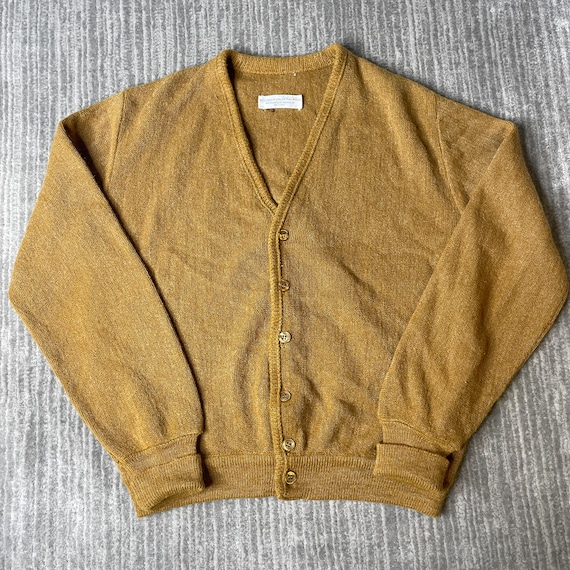 Vintage 1960s Mohair Cardigan – Size M – Mustard Gold… - Gem