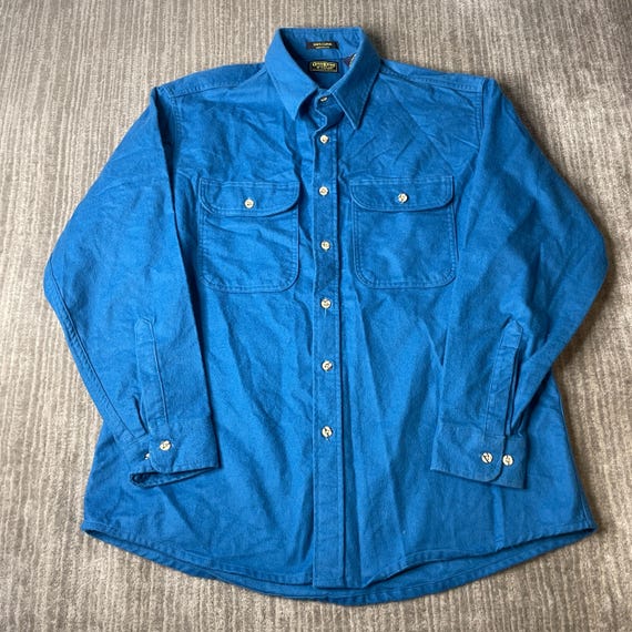 OshKosh B'gosh, Vintage 90s OshKosh B'Gosh Flannel Shirt – XL – Bright Blue Cotton Workwear – USA Made – Double Pocket Button Up – Heritage Utility
