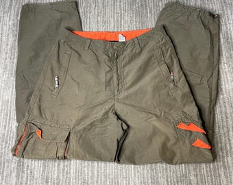 Vintage 2000s Utility Cargo Pants – 32x32 – Olive Green Tactical Nylon Outdoor Hiking Workwear Pants