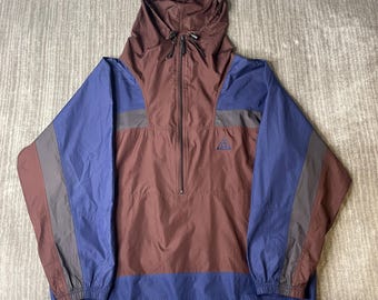 Vintage 2000s Nike ACG Windbreaker Jacket – L – Hooded Half Zip Pullover Packable Outdoor Hiking Shell Gorpcore