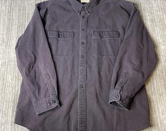 Vintage 1990s St Johns Bay Button Up Shirt – XL – Faded Charcoal Cotton Workwear Utility Casual Shirt