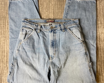 Vintage 2000s Steve & Barry’s Carpenter Jeans – 33x32 – Light Wash Baggy Denim – Utility Workwear Pants – Y2K Relaxed Fit