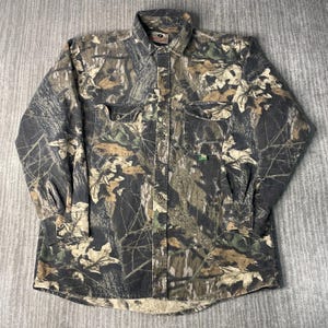 Vintage 2000s Mossy Oak Camo Shirt – L – Realtree Hunting Button Up – Outdoor Workwear – Rugged Utility Field Shirt image 1