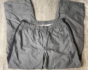 Vintage 2000s Nike Track Pants – L – Gray Black Windbreaker Athletic Pants – Baggy Y2K Warm Up Bottoms