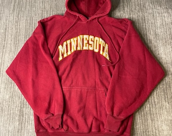 Vintage 2000s Steve & Barry’s Hoodie – L – Red Minnesota Spellout Sweatshirt – Heavyweight College Style Pullover