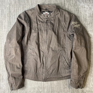 Vintage 2000s Harley-Davidson Jacket – L – Brown Embroidered Lightweight Moto Biker Jacket