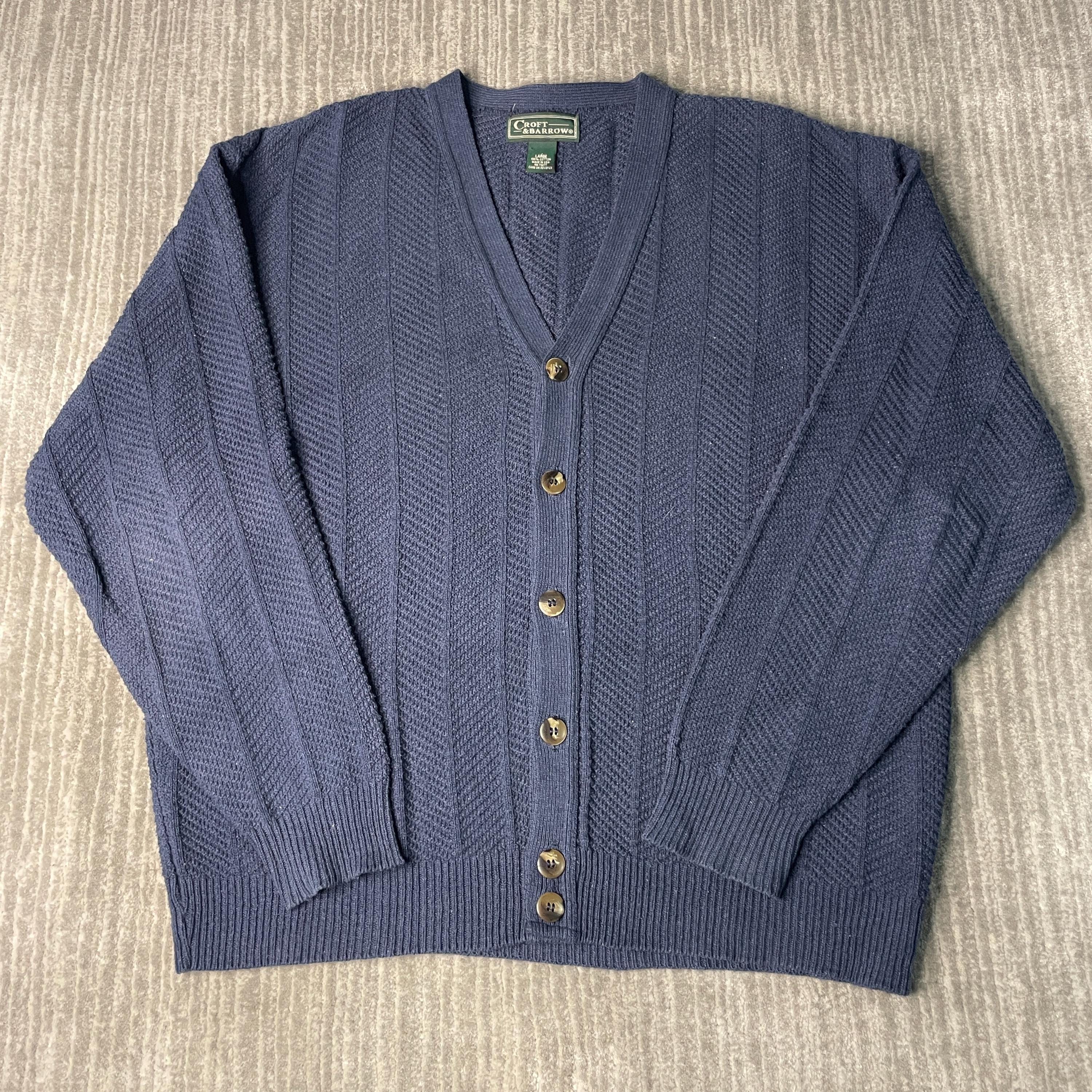 Vintage 1990s Croft & Barrow Cardigan Sweater – L – Navy Blue