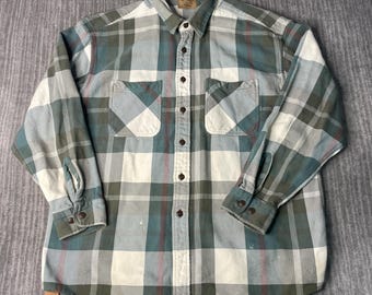 Vintage 1990s St Johns Bay Flannel Shirt – XL Tall – Red Black Buffalo Plaid – Heavyweight Workwear – Lumberjack Style