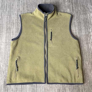 Vintage 1990s Old Navy Fleece Vest – XL – Olive Green Full Zip Outdoor Gorpcore Layering Hiking Vest
