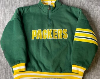 Vintage 1990s Green Bay Packers Pullover – L – Apex One Quarter Zip Sweatshirt – NFL Football Jacket
