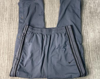 Vintage 2000s Nike Snap Side Track Pants – XL – Gray Warmup Joggers – Retro Swoosh Athletic Streetwear – Tear Away Pants