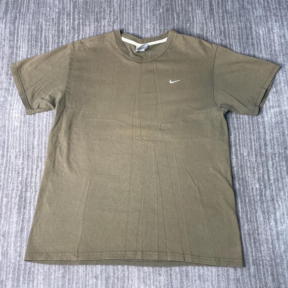 Vintage 2000s Nike Mini Swoosh Tee – M – Olive Essential Athletic