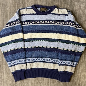 Vintage Eddie Bauer Sweater Cotton Stripe - Etsy