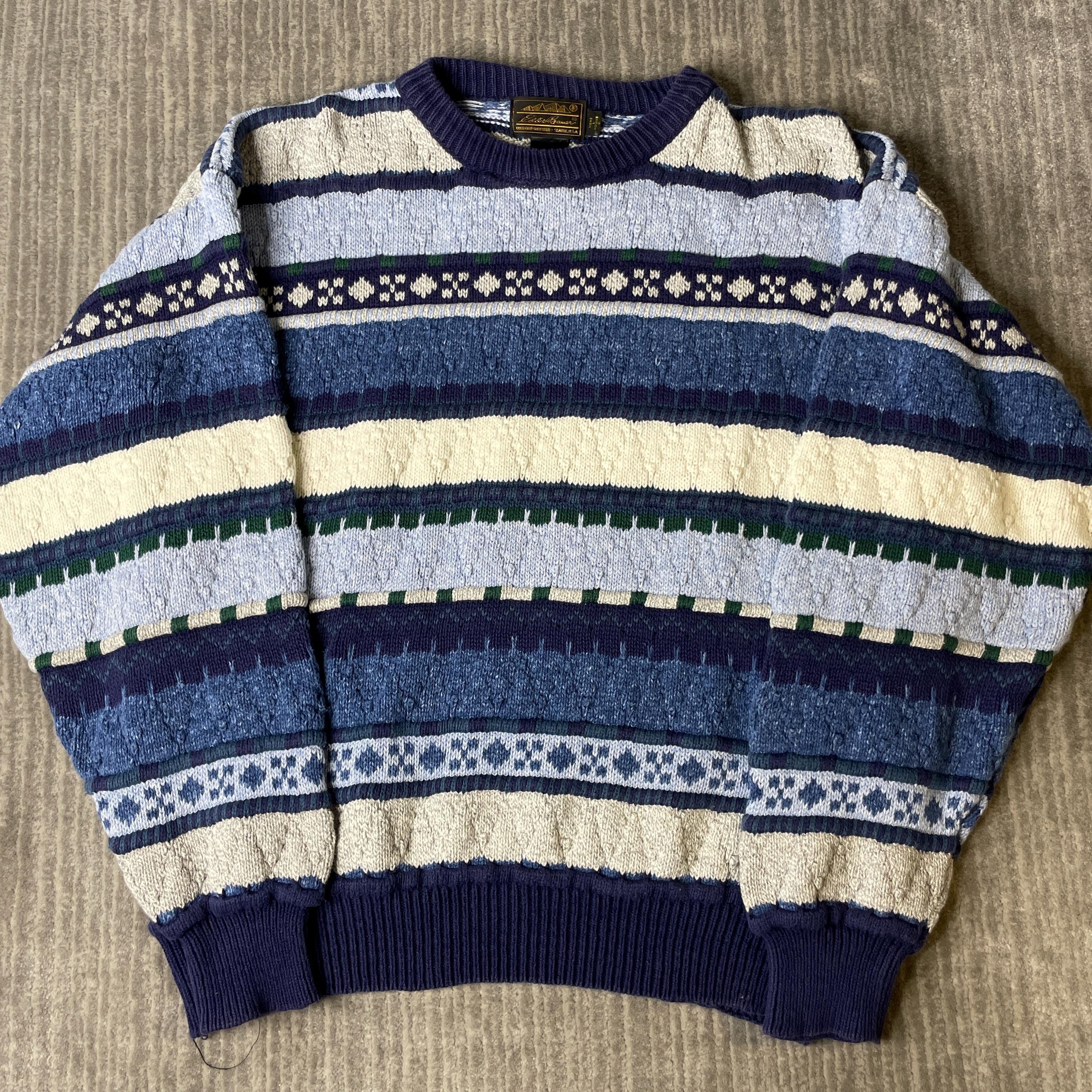 Vintage Eddie Bauer Sweater Cotton Stripe - Etsy