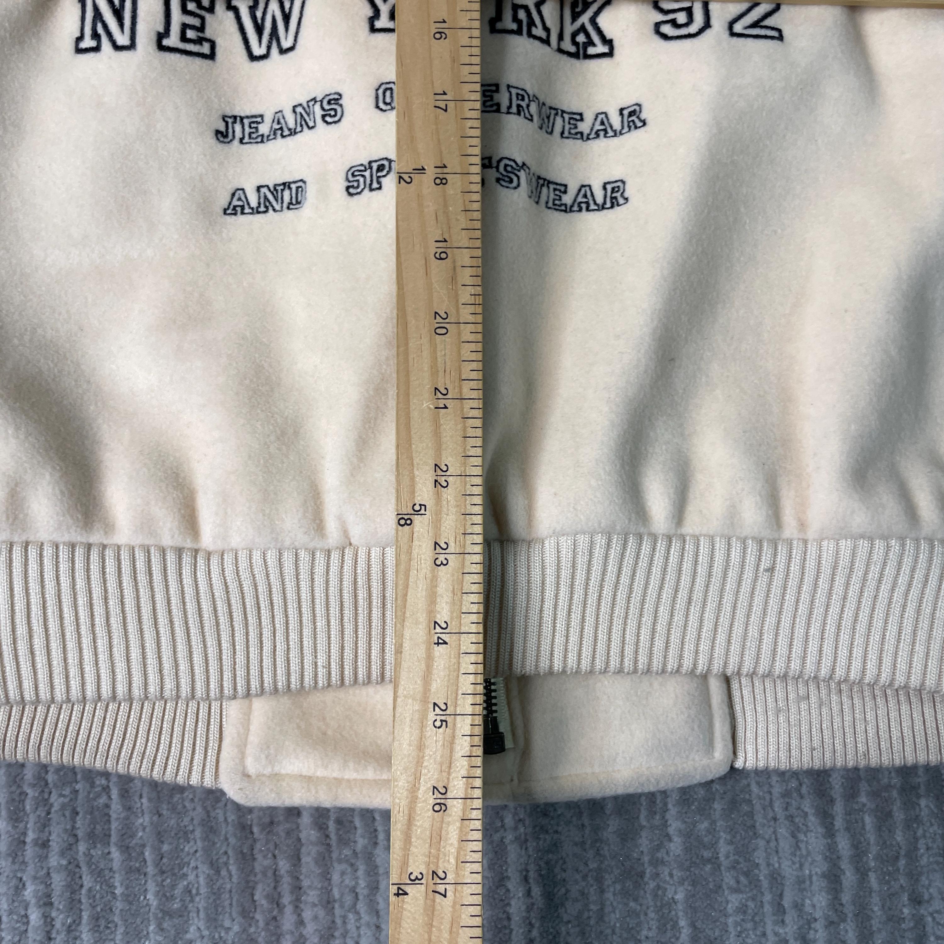 Vintage 90s DKNY Jeans Varsity Jacket – Cream Wool & Leather