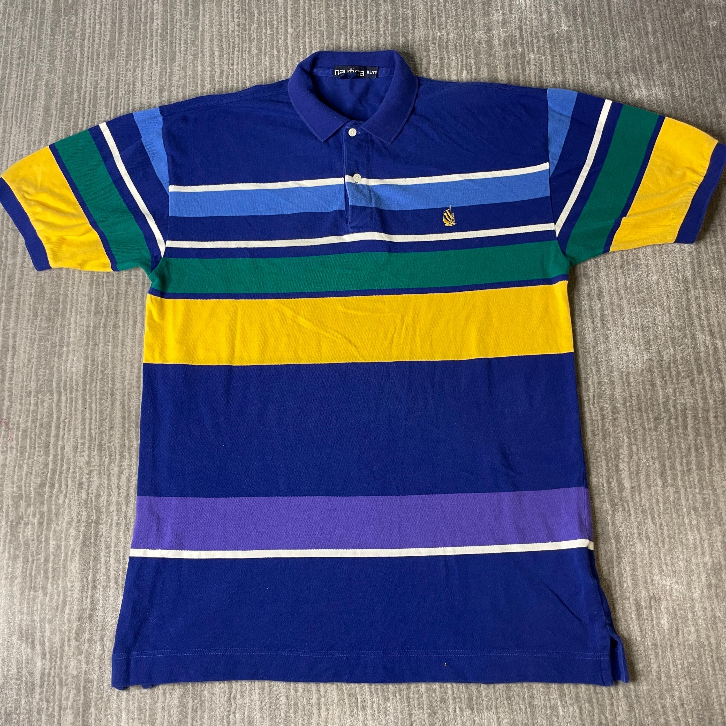 yellow green and blue striped rugby shirt Green and Yellow Stripe Rugby Shirt