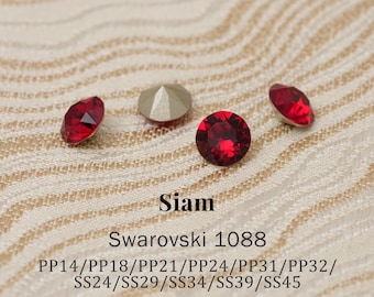 Swarovski 1088 Siam 208 XIRIUS Chaton Pointed Back Round Stones PP14–SS45 (2–10mm) Rhinestones for Jewelry Making